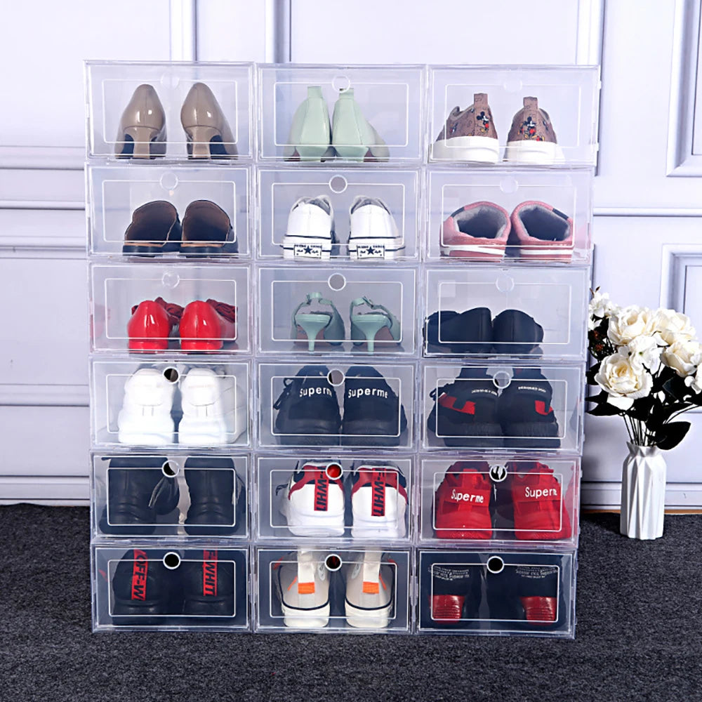 6 Pack Transparent shoe box shoes organizers