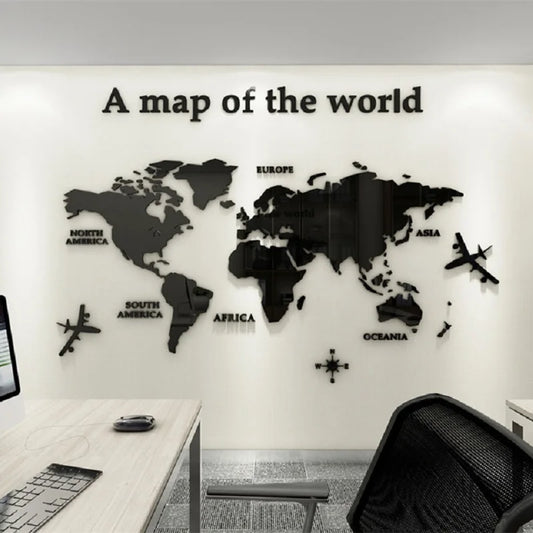 3D World Map Wall Sticker