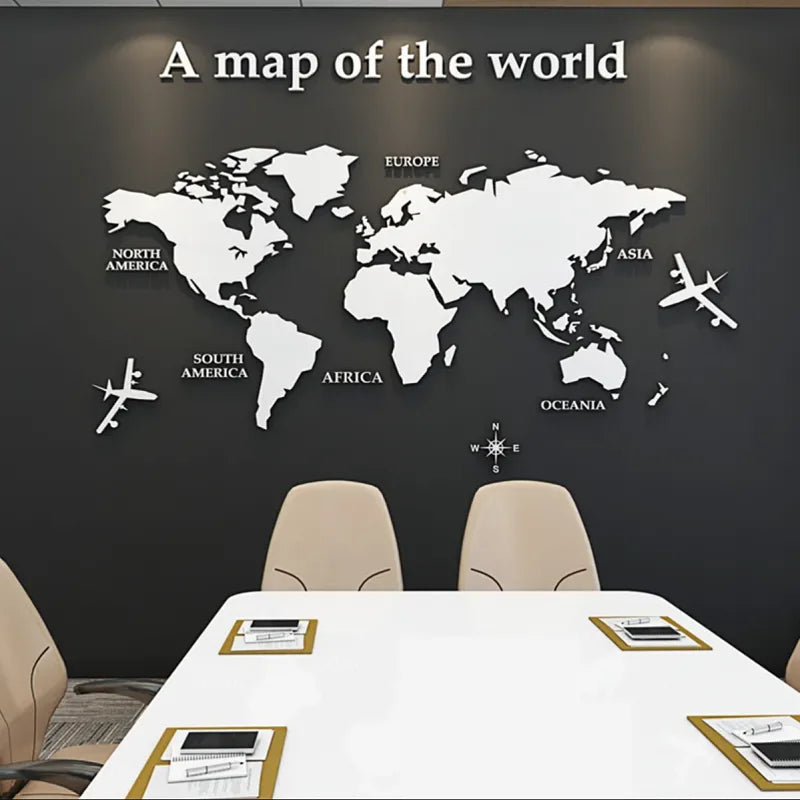 3D World Map Wall Sticker