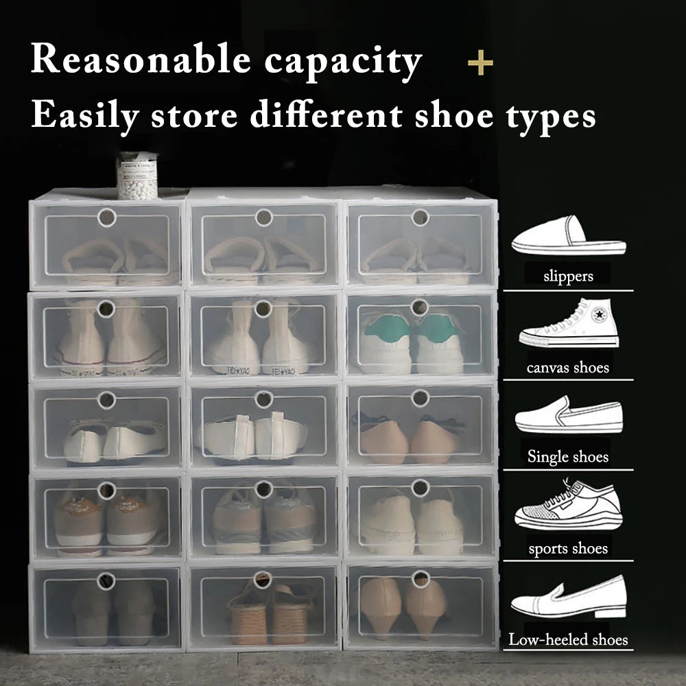 6 Pack Transparent shoe box shoes organizers