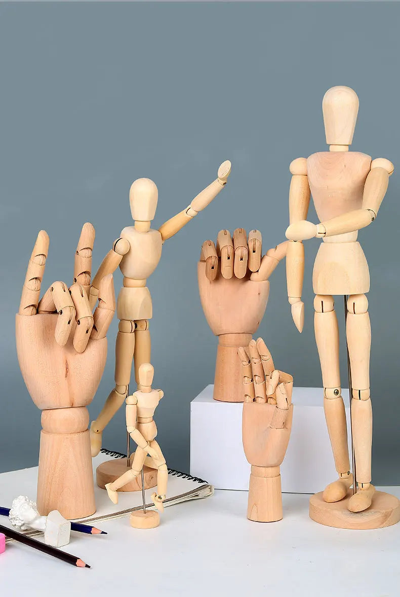 Desktop Room Decoration Wooden Hand Figurines