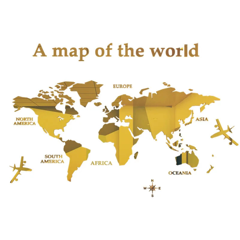 3D World Map Wall Sticker