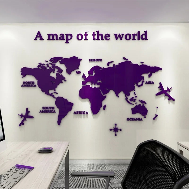 3D World Map Wall Sticker