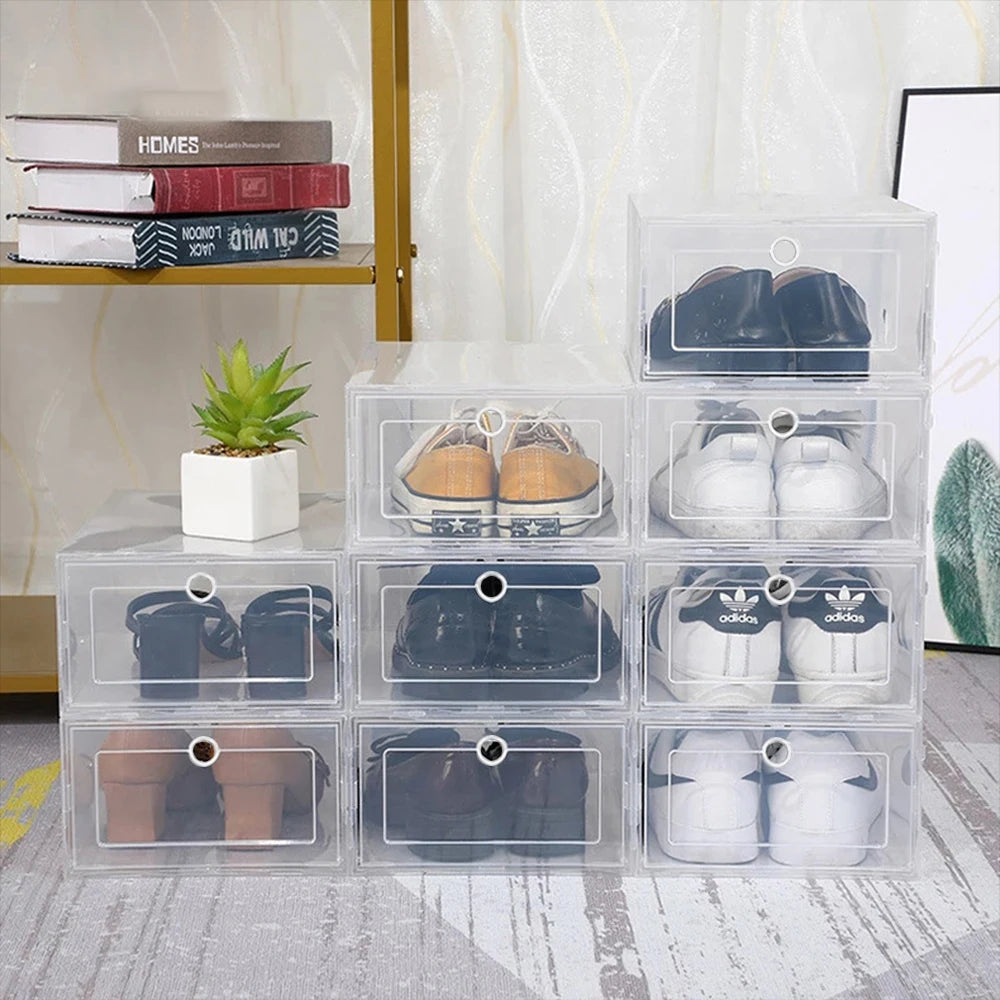 6 Pack Transparent shoe box shoes organizers